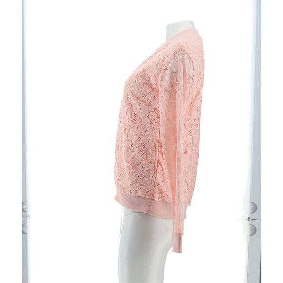 Isaac Mizrahi Lace Bomber Jacket Rosewater A485790I - Picture 3 of 9